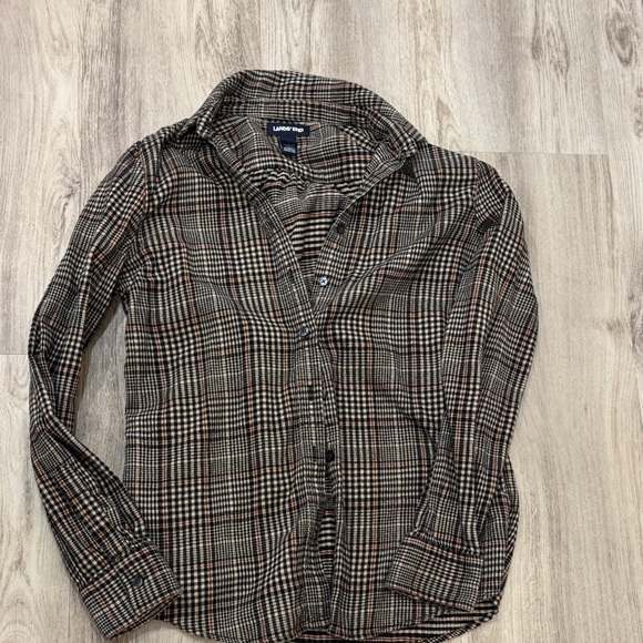 Lands' End Tops - Lands' End Women's Plaid Button Down Shirt brown size Small